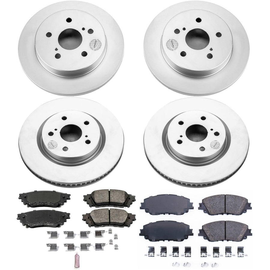 Power Stop Coated Rotor CRK8167 Front & Rear Brake Kit- Coated Brake Rotors and Z17 Ceramic Brake Pads