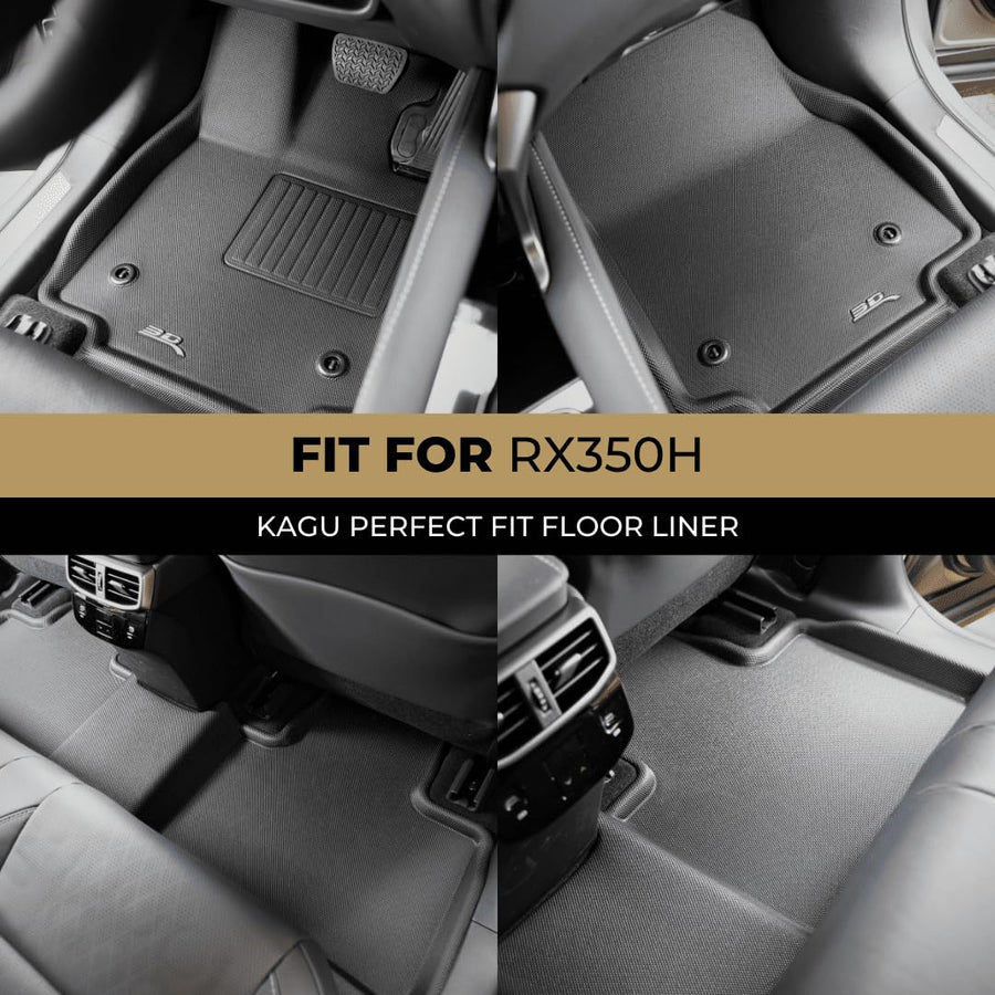 L1LX04101509 3D MAXpider All-Weather Floor Mats for Lexus RX350 / 450H 2010-2012 Custom Fit Car Floor Liners, Kagu Series (1st & 2nd Row, Black)