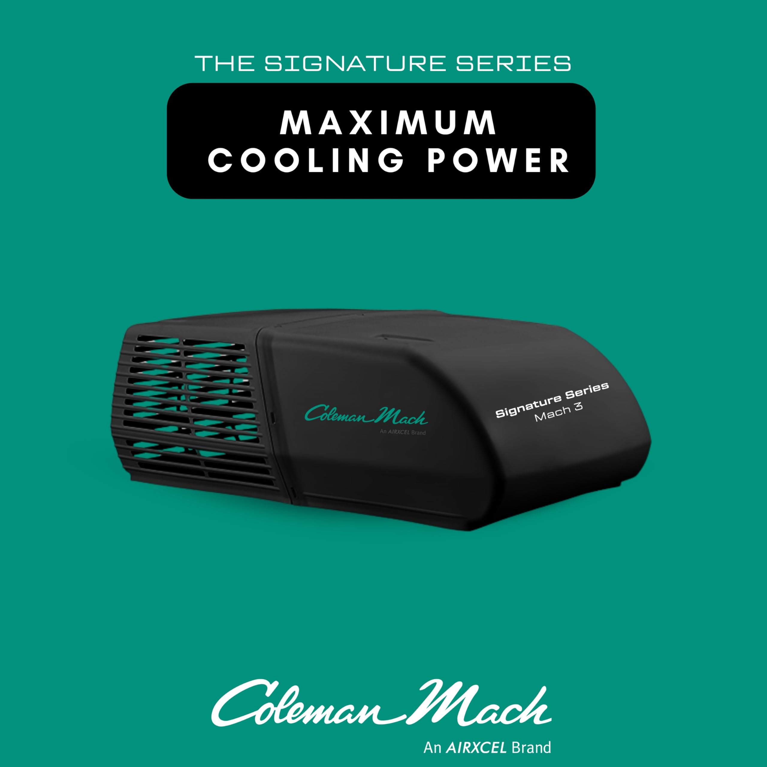 Signature Series Coleman-Mach 3 13.5K BTU RV Air Conditioner, Medium Profile, Polished Black Shroud