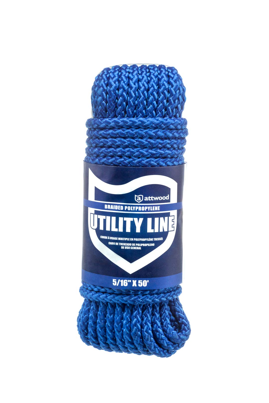 Hollow Braided Polypropylene Utility Line Attwood 11713-2, 5/16-Inch Thickness, 50 Feet Length, Blue