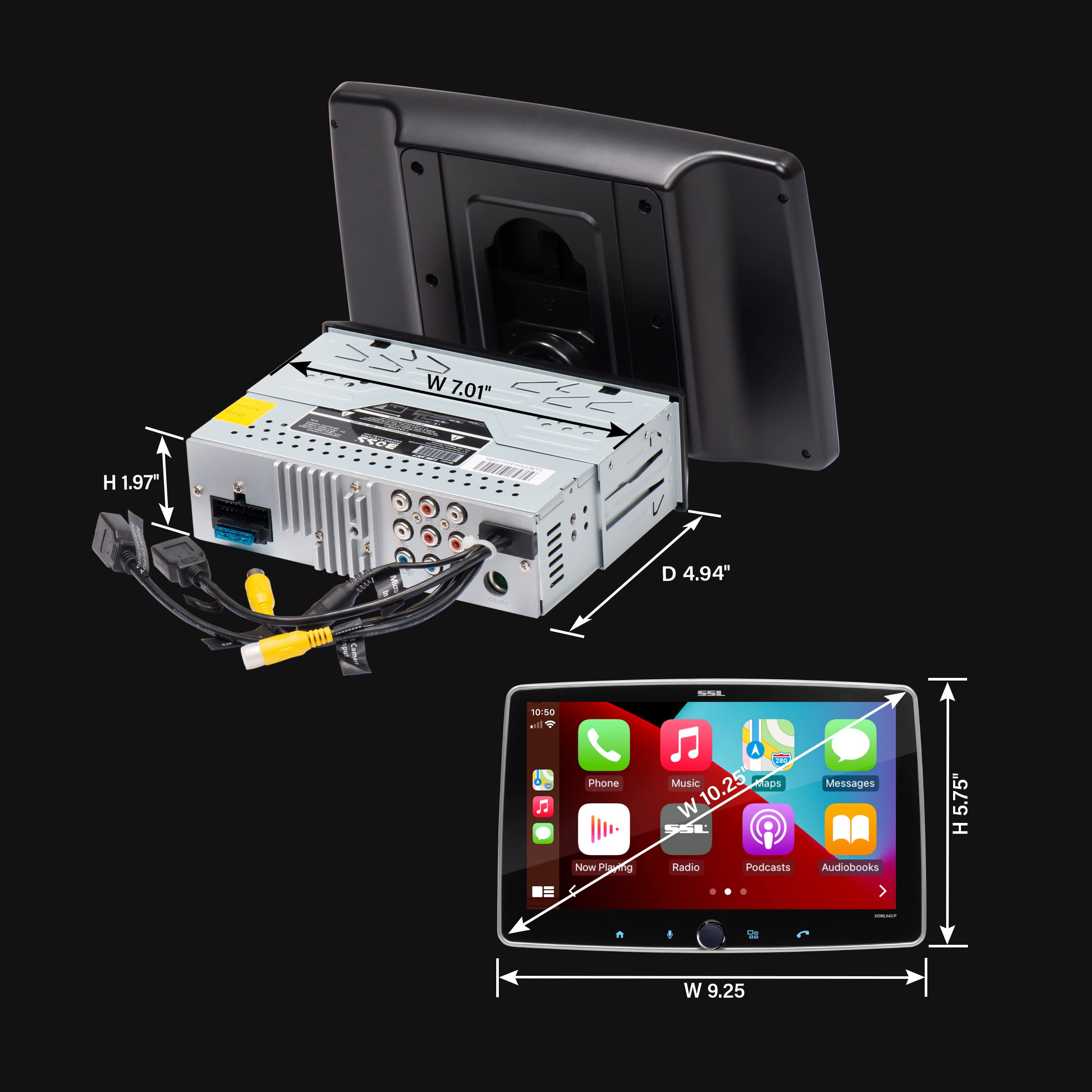 Sound Storm Laboratories Car Audio SDML9ACPR Stereo - Apple CarPlay, Android Auto, 9 Inch Single Din, Touchscreen, Bluetooth Head Unit, No CD DVD Player, Backup Camera, Radio Receiver