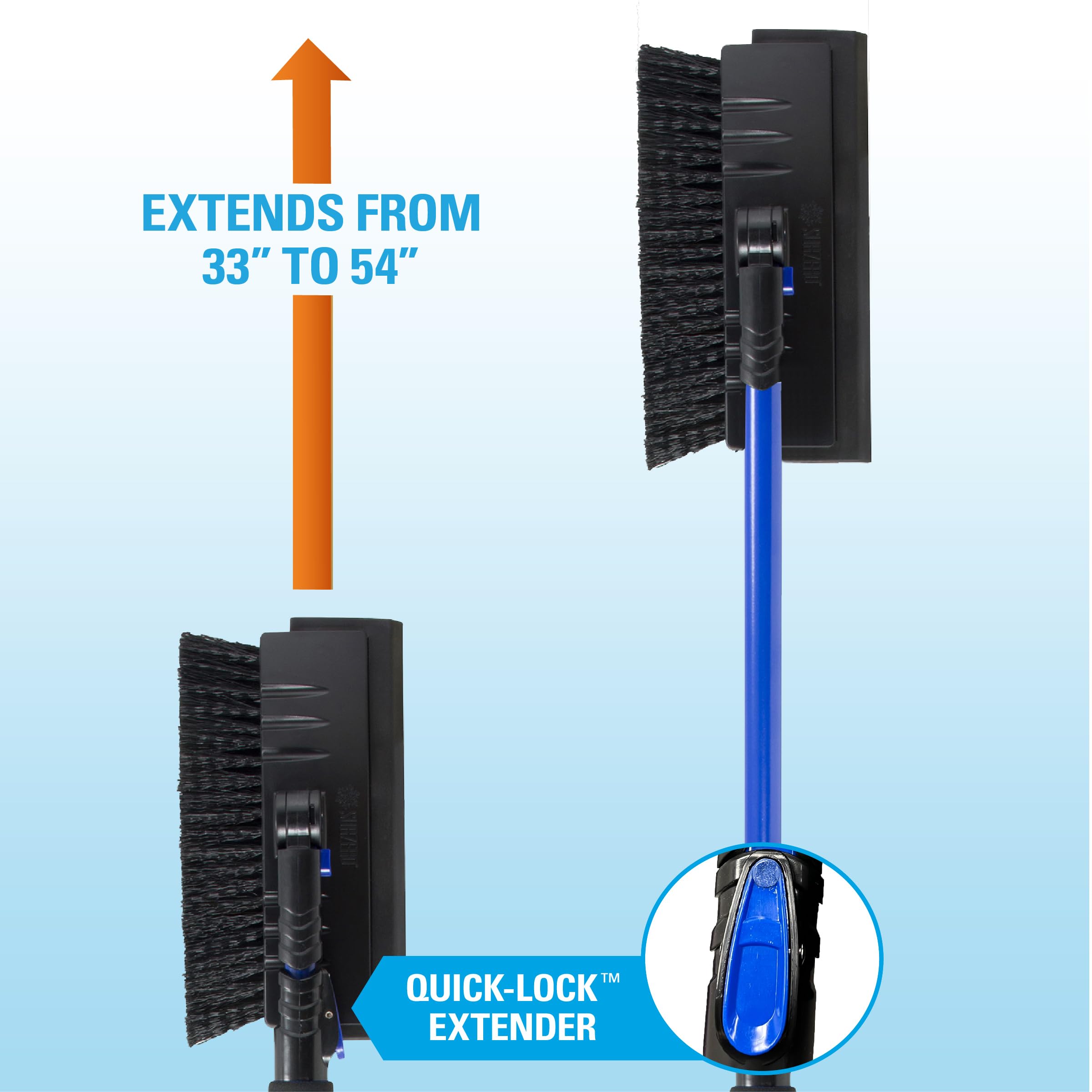 Avalanche Snowbroom SubZero 14015 54" for Truck, Car with Pivoting Brush Head and Squeegee