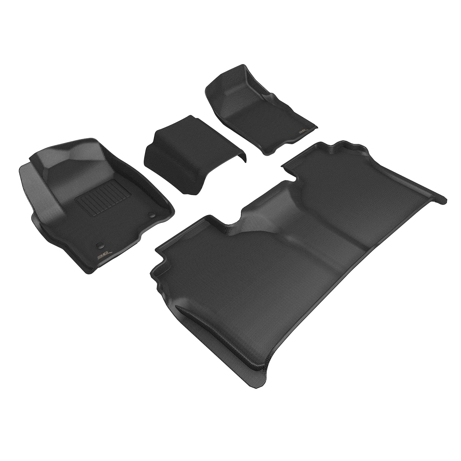 3D MAXpider Kagu Custom Fit Floor Mat (Black) Compatible with Chevrolet Silverado 1500 Crew Cab 2019-2026 / 2500HD/3500HD 2020-2026 (Bench Seat, Vinyl Floor, w/Carpeted Storage) - Full Set