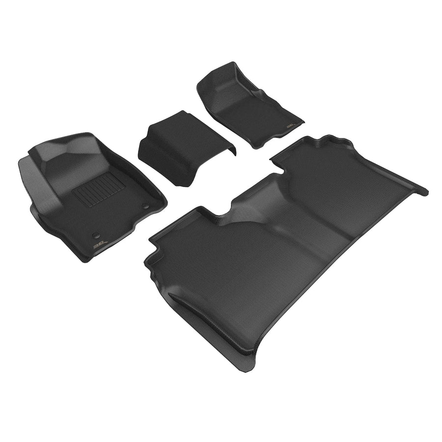 3D MAXpider Kagu Custom Fit Floor Mat (Black) Compatible with Chevrolet Silverado 1500 Crew Cab 2019-2026 / 2500HD/3500HD 2020-2026 (Bench Seat, Vinyl Floor, w/Carpeted Storage) - Full Set