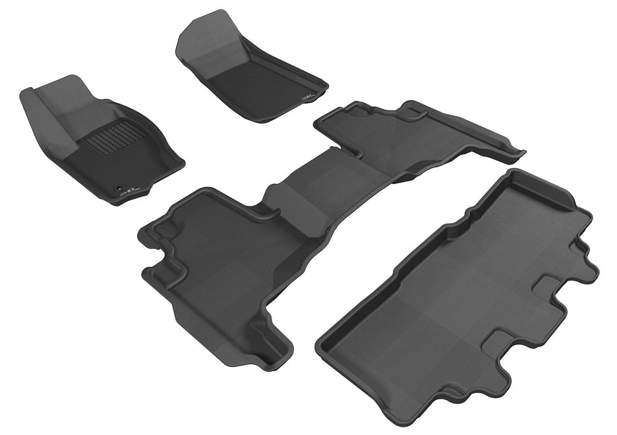 3D MAXpider Kagu Custom Fit Floor Mat (Black) for 2006-2010 Jeep Commander - 1ST Row 2ND Row 3RD Row