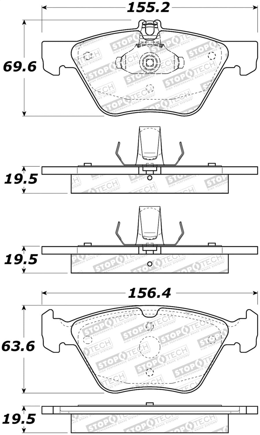 Front StopTech 308.08531 Brake Pads with Shims Street