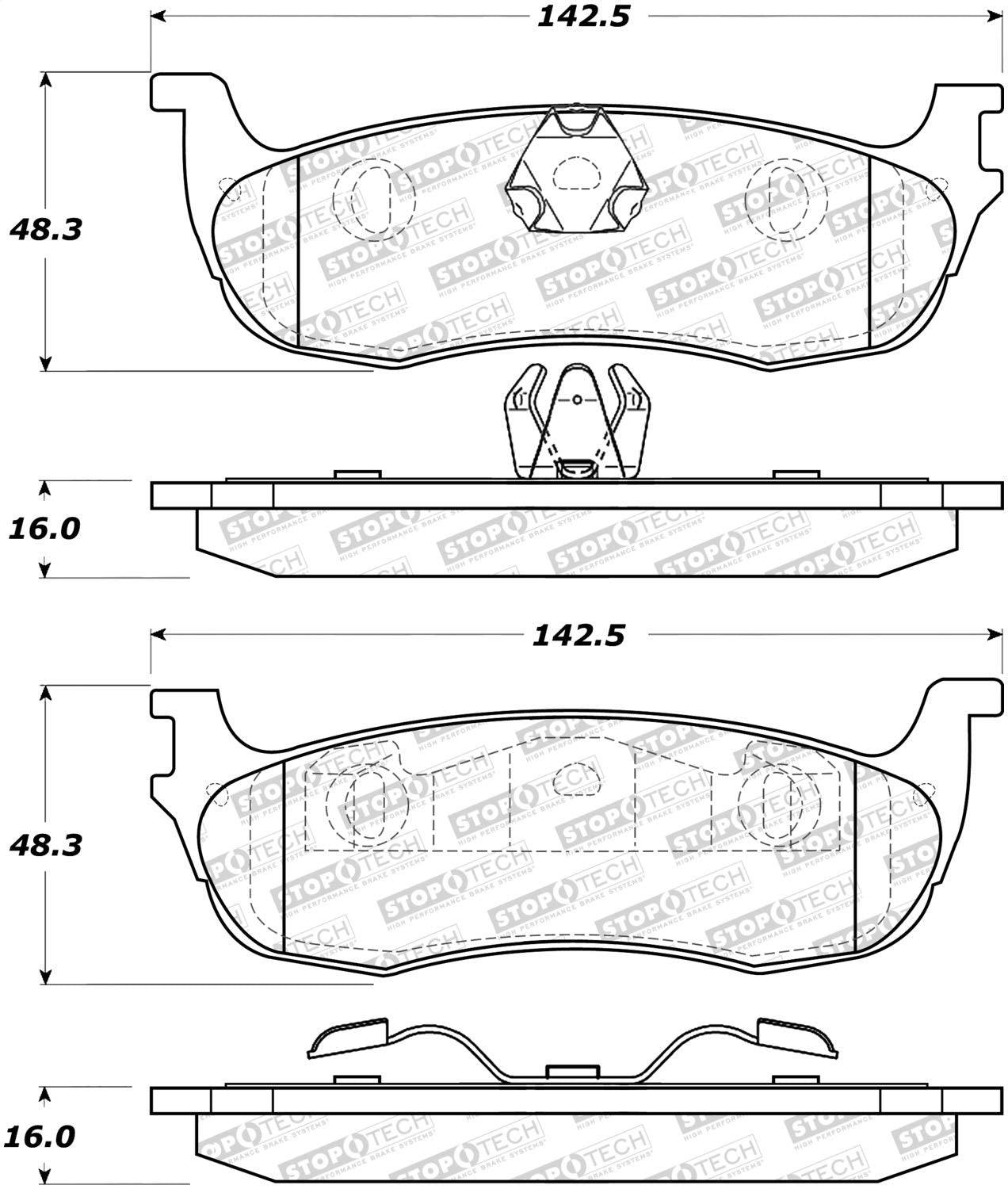 Rear StopTech 308.07110 Brake Pads with Shims and Hardware Street