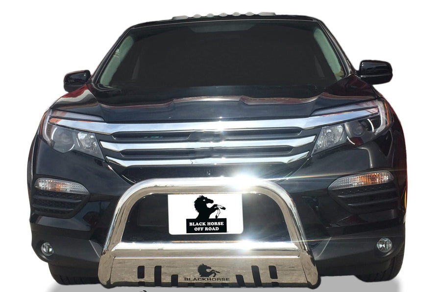 Bull Bar Black Horse Off Road Skid Plate Stainless Steel Compatible with 2014-2020 AcuraMDX|2018-2020 Honda Odyssey|2017-2022 Honda Passport|2016-2022 Honda Pilot|2017-2023 Honda Ridgeline-BB158107-SP