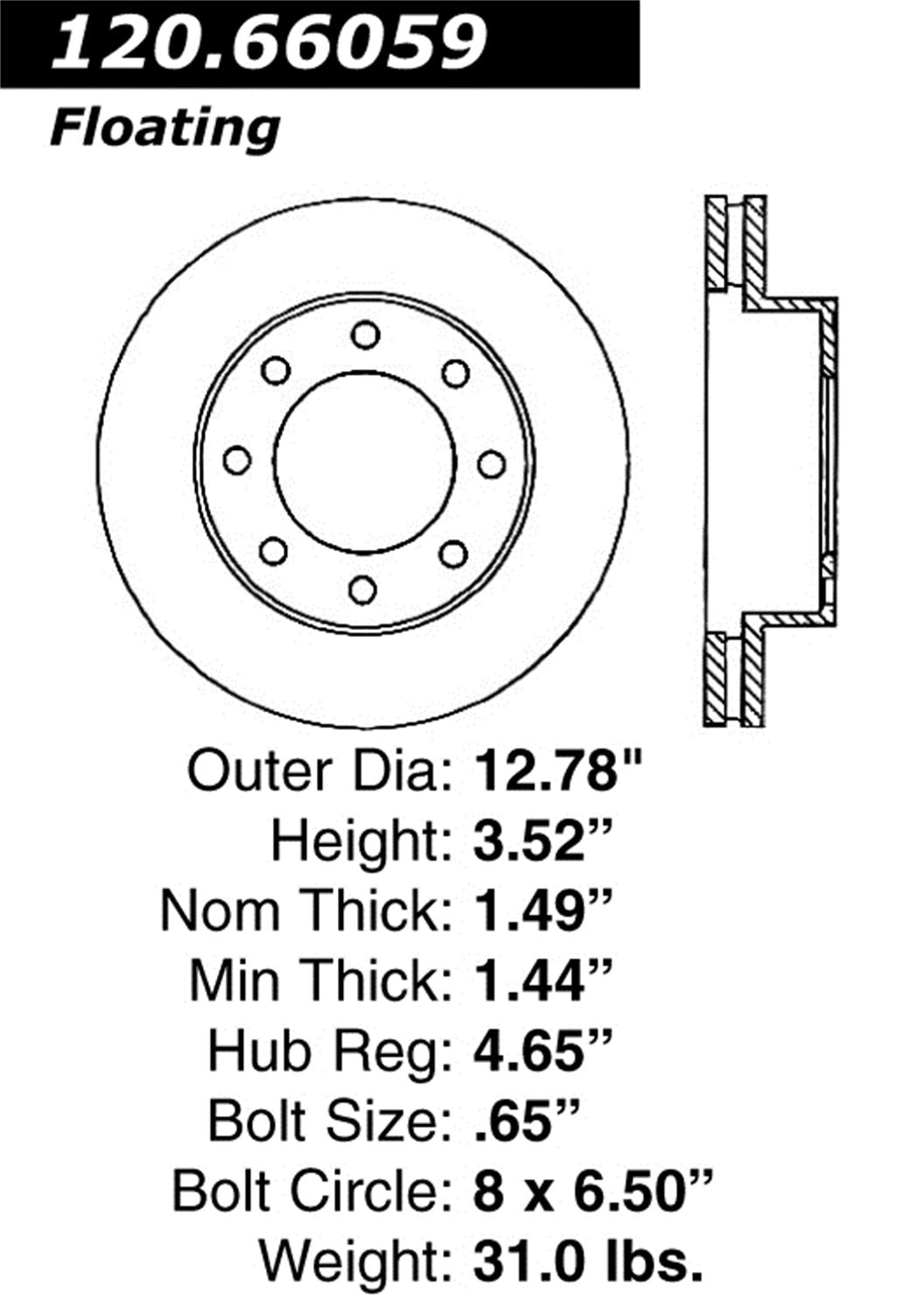 Front Left StopTech 127.66059L Sport Drilled/Slotted Brake Rotor