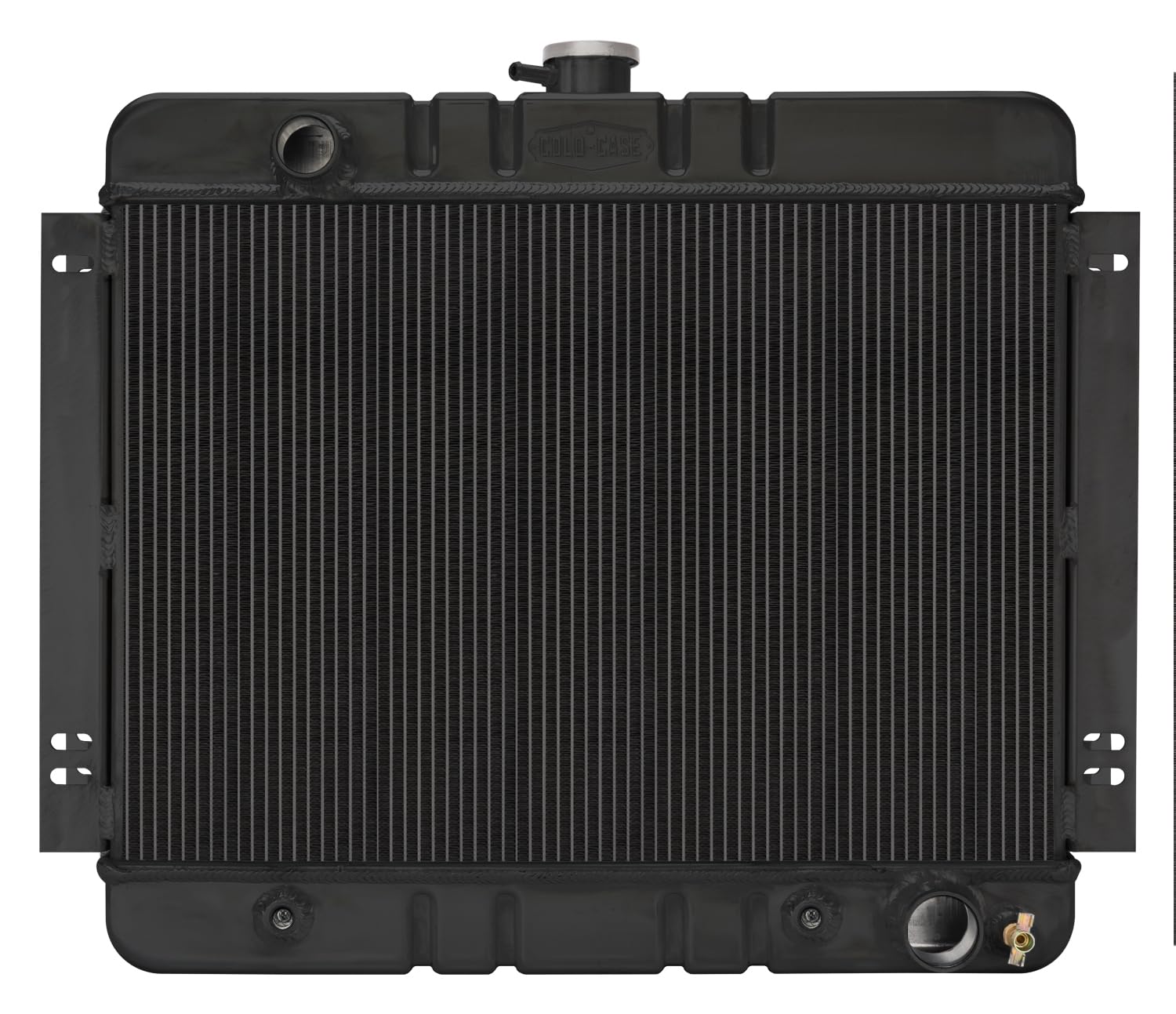 COLD - CASE Black Night Rider Series Cold Case Radiator, 22.35 in W x 20.7 in H x 3 in D, Driver Side Inlet, Passenger Side Outlet, Aluminum, Black Paint, Automatic, Each