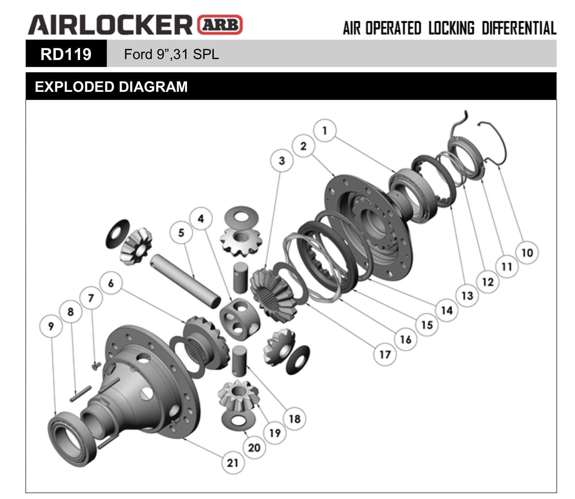 ARB Air Locking Differential 31 Spline Ford 9 Inch RD119