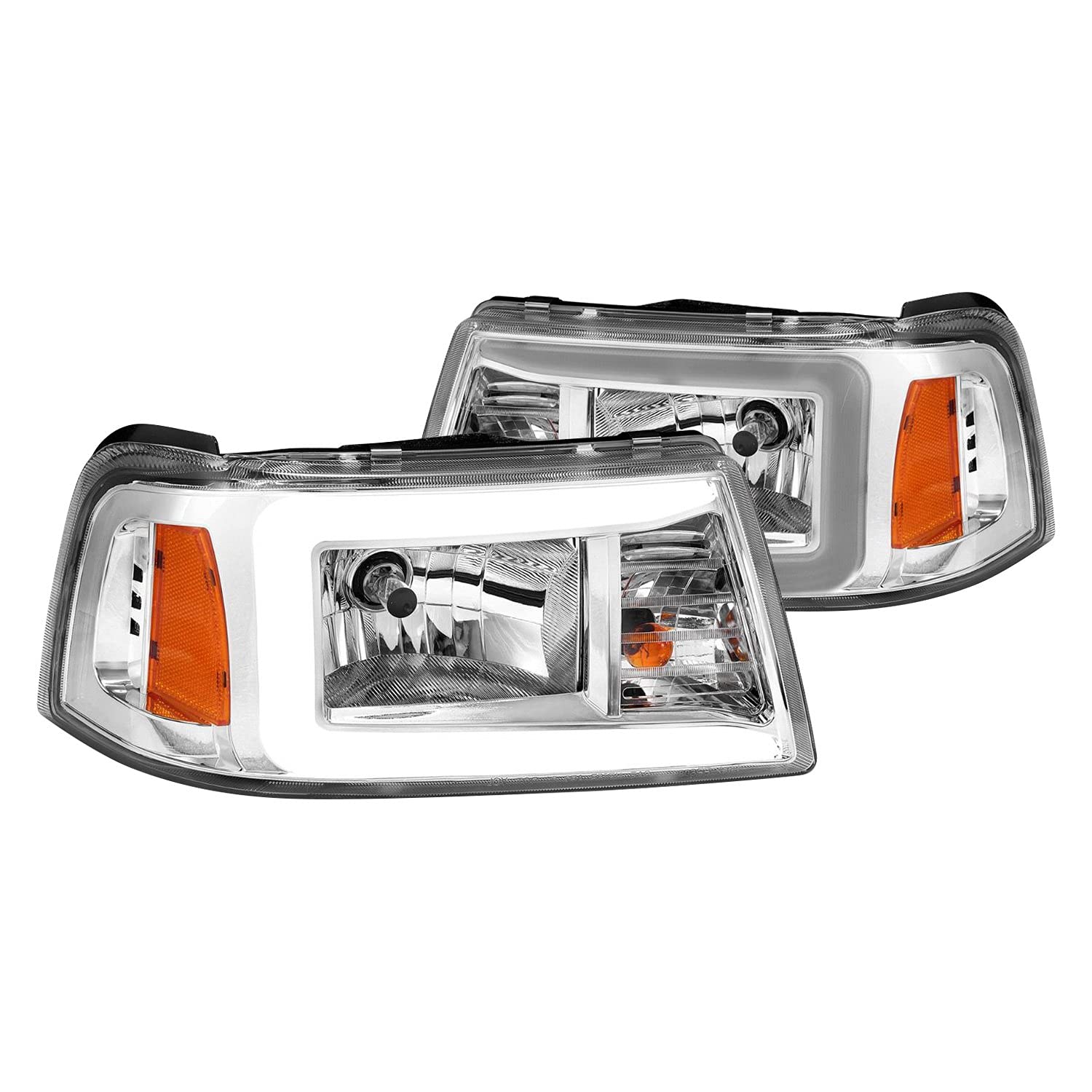 2001-2011 Ford Ranger ANZO (111512) Crystal Headlights w/Light Bar Chrome Housing