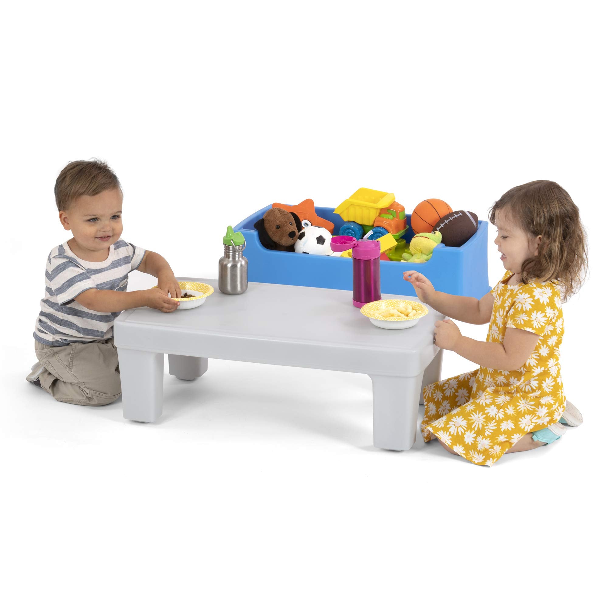 Simplay3 Toy Box Play Around Table, Multipurpose Kids Toy Box and Toddler Play Table for Toys, Art Supplies, Crafts, Durable, Plastic Large Toy Box, Made in USA