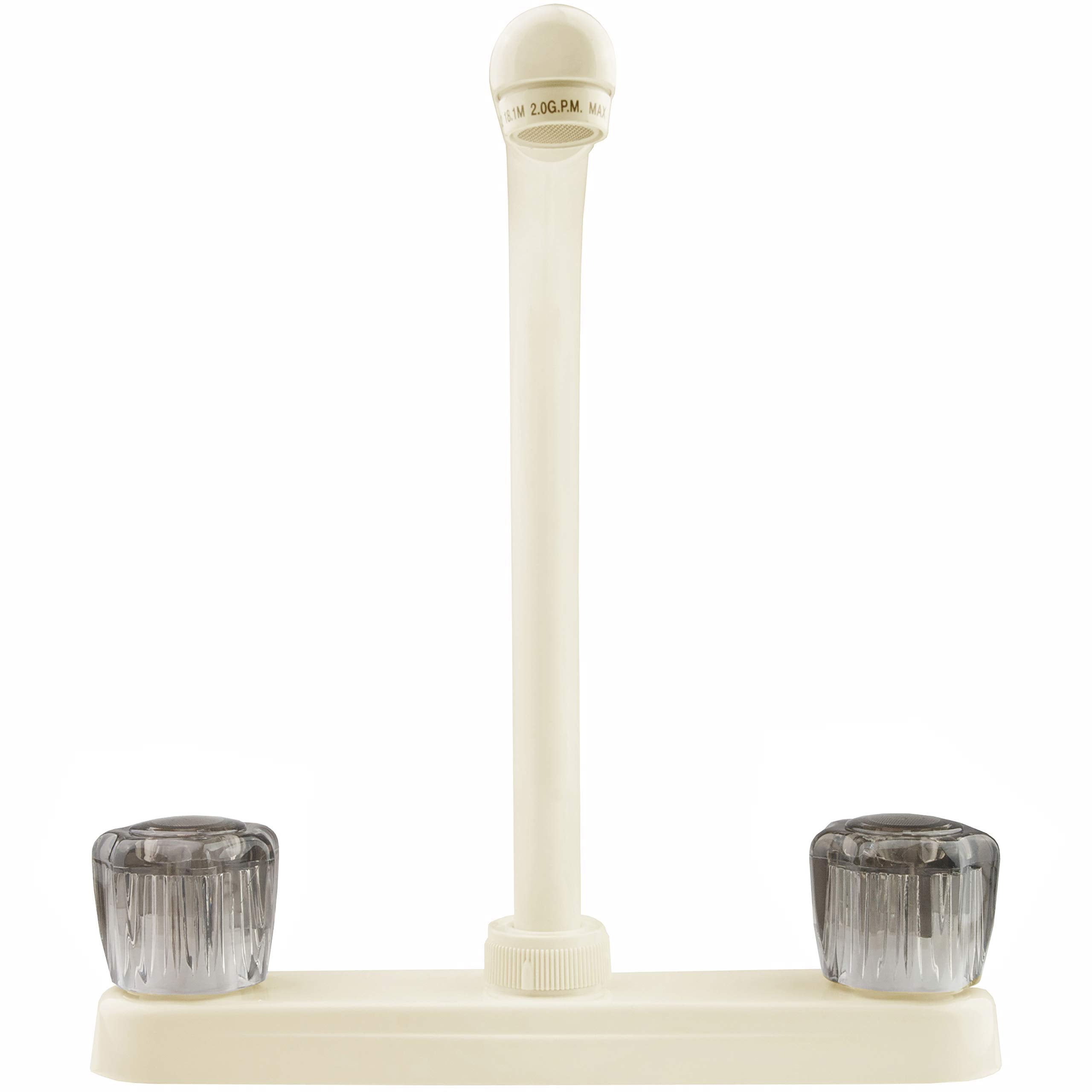 Dura Faucet Hi-Rise DF-PK210S-BQ Kitchen Sink Faucet with Smoked Acrylic Knobs (Bisque Parchment)