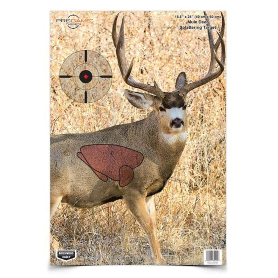 Pregame Birchwood Casey 16.5" x 24" Mule Deer Targets - Realistic Instant Splattering Shooting Targets - for Use with All Guns & Calibers - 3 Targets Pack