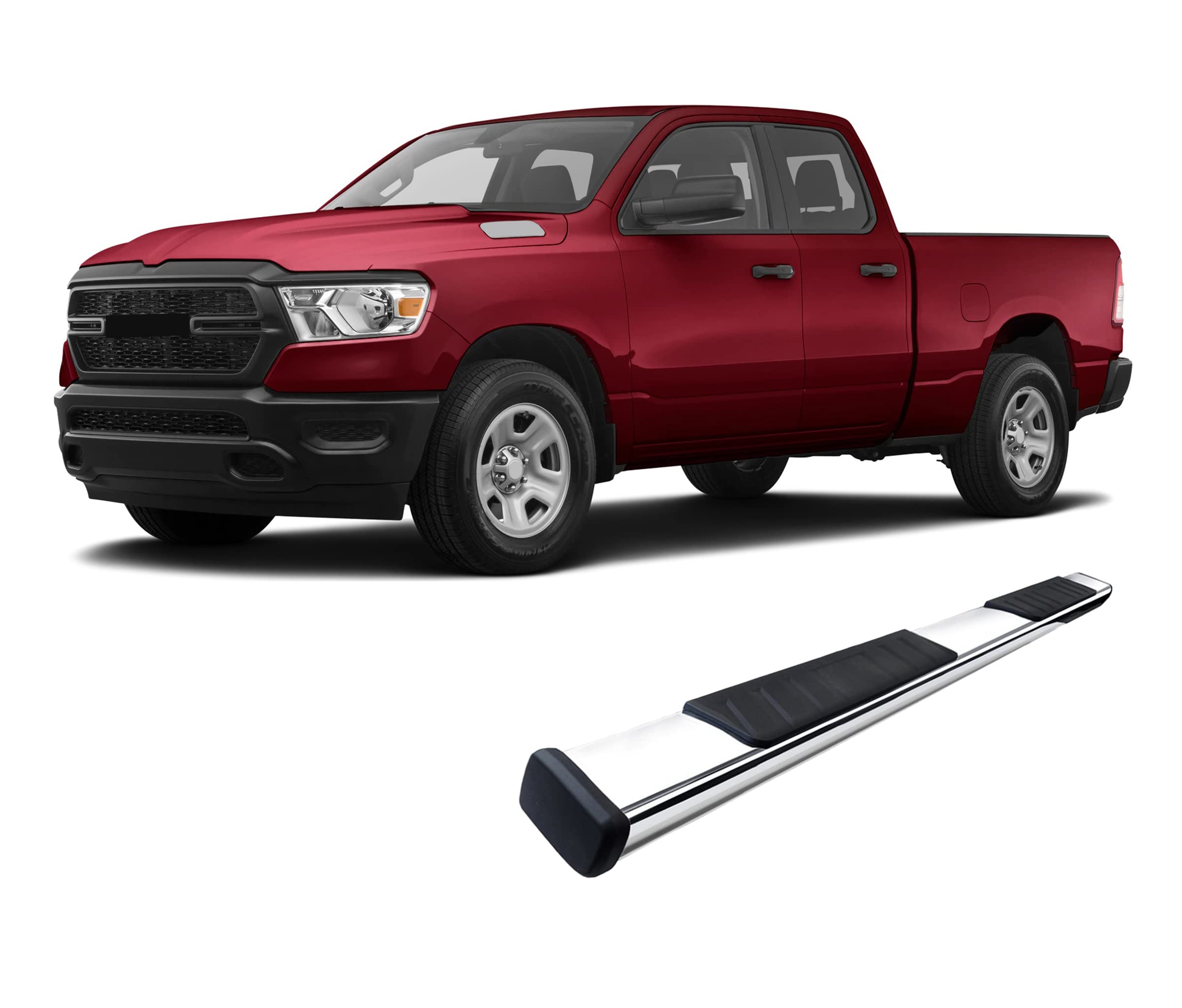 Summit Black Horse Running Boards Stainless Steel Compatible with 2019-2025 Ram 1500 Quad Cab (Excl. 19-25 Ram 1500 Classic)-SU-DO0575SS