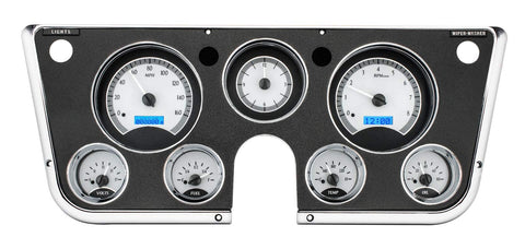 Dakota Digital Analog Dash Gauge & Clock 67 - 72 Chevy Pickup Truck Silver Alloy Blue VHX-67C-PA-S-B
