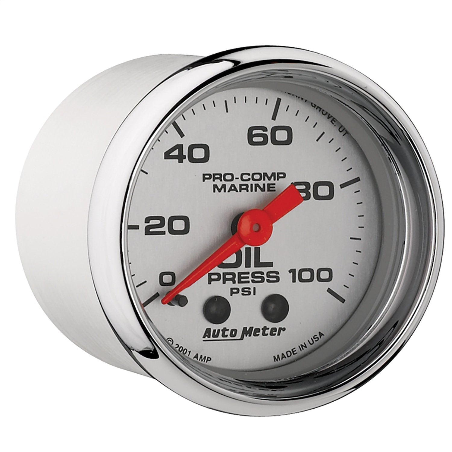 Gauge AutoMeter 200790-35 Oil Pressure (Marine Chrome Ultra-Lite 2 1/16", 100Psi, Mechanical, Marine Chrome)