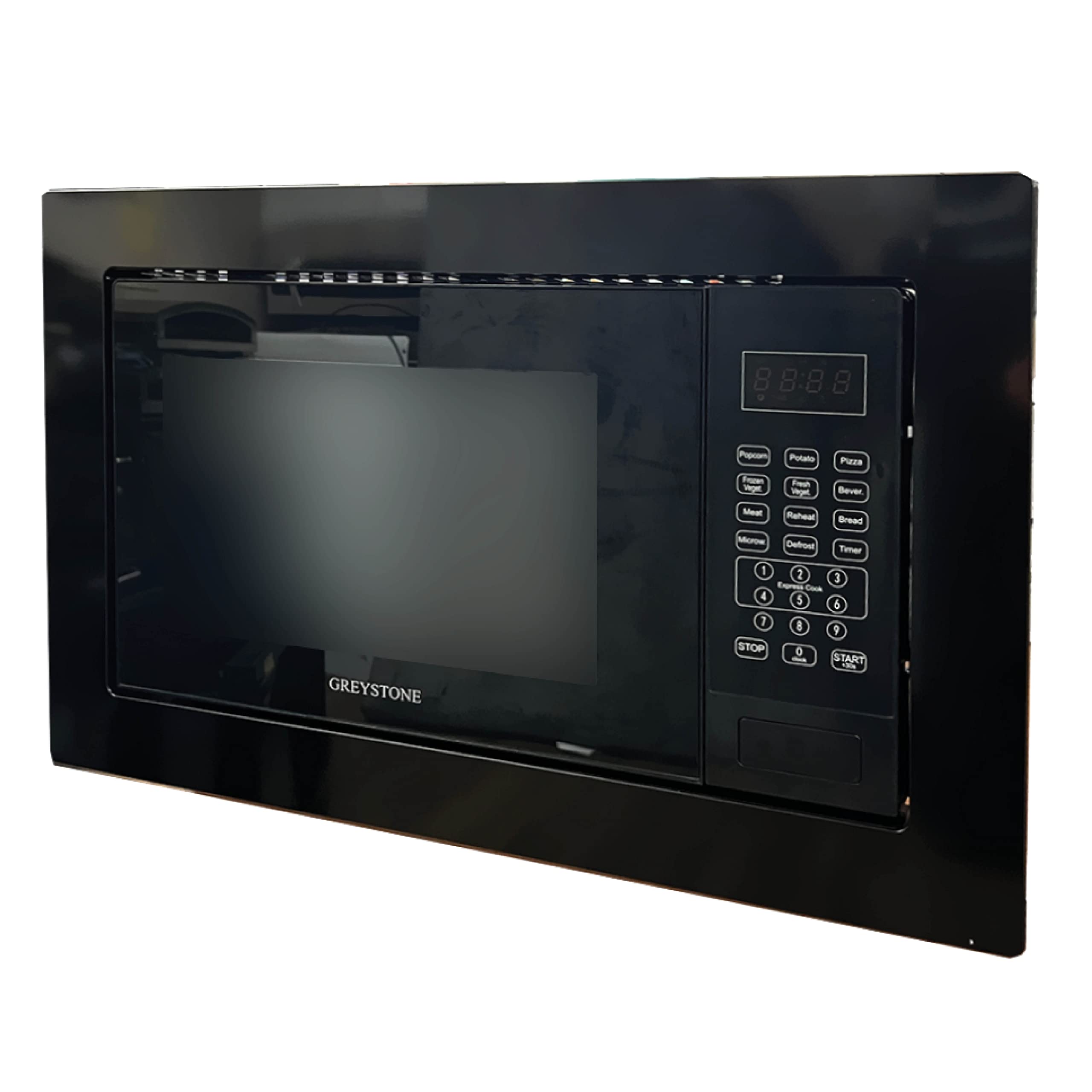 Built-In Greystone 0.9 Cubic Foot Microwave, Digital Touchpad, LED Display, Includes Trim, Black