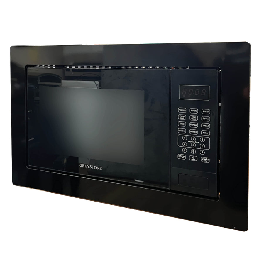 Built-In Greystone 0.9 Cubic Foot Microwave, Digital Touchpad, LED Display, Includes Trim, Black