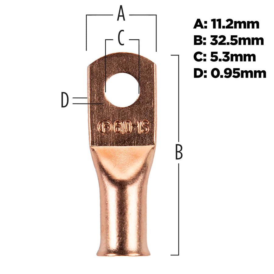 Copper Install Bay Uninsulated Ring Terminal 6 Gauge #10