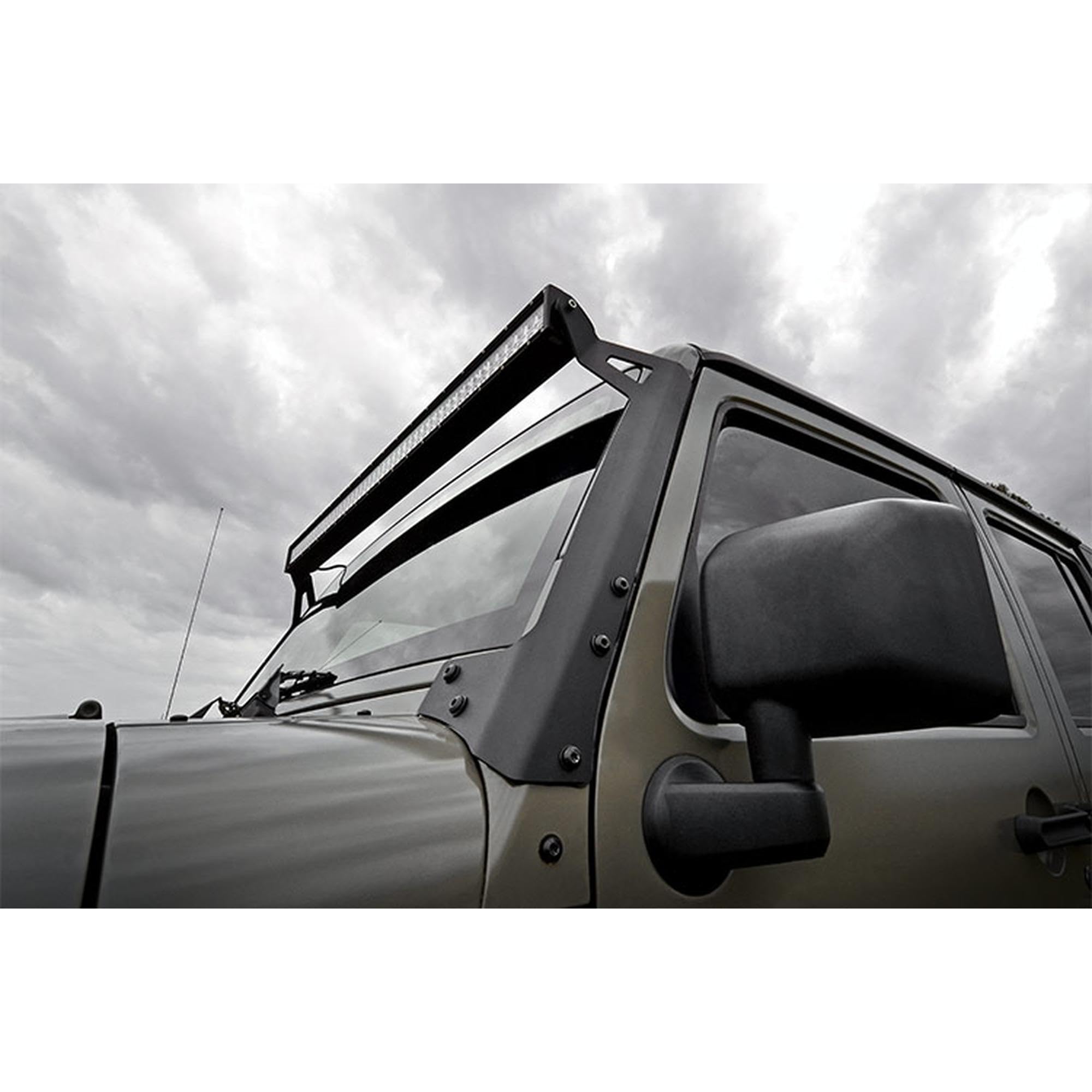 50" Rough Country LED Light Bar Kit for Jeep Wrangler JK (2007-2018) - Upper Windshield Mount, 270W Spectrum Series, 24,300 Lumens, Combo Spot & Flood Beam