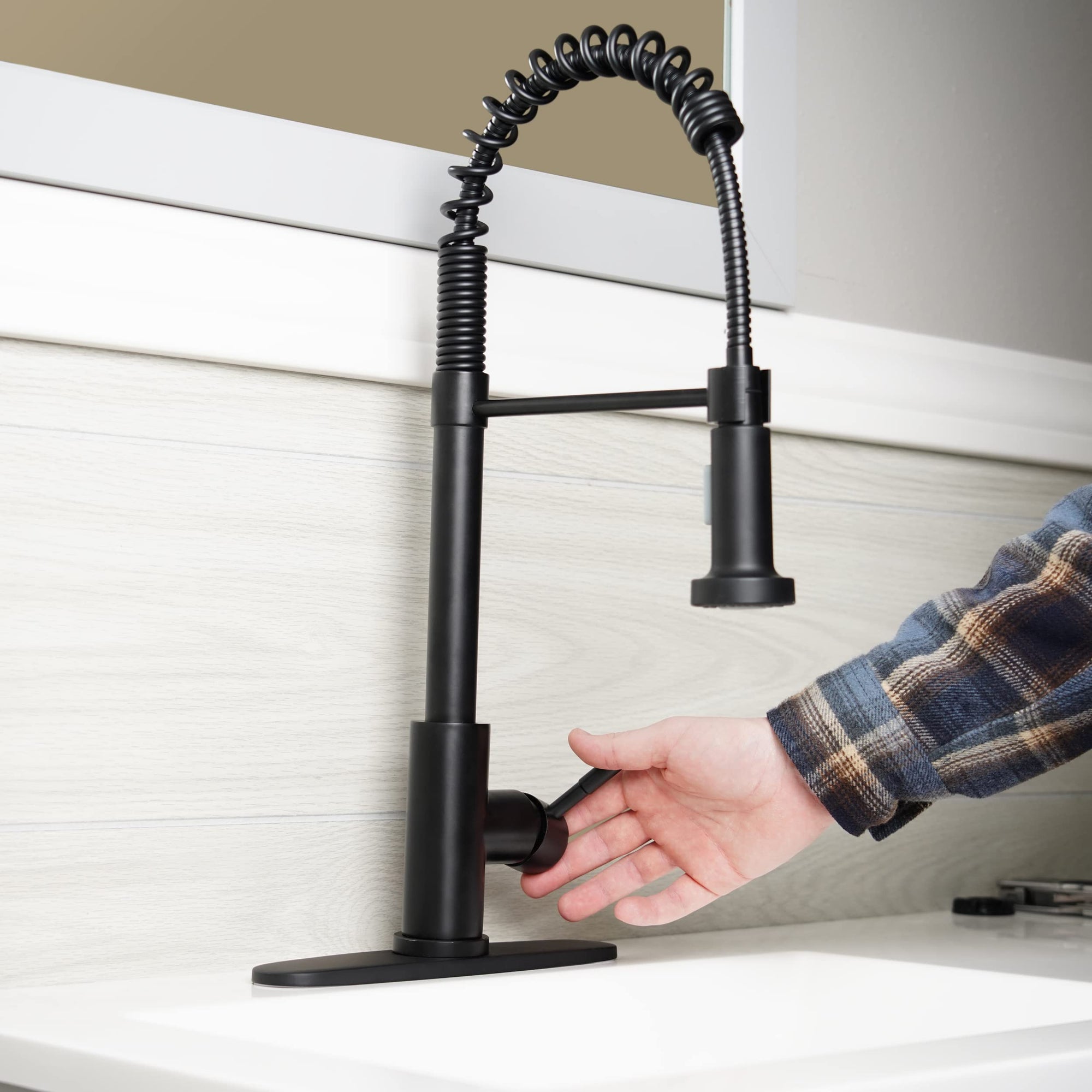 Kitchen Sink Faucet Empire Faucet - Black Brushed Nickel Pull Down Sprayer and Optional Deck Plate