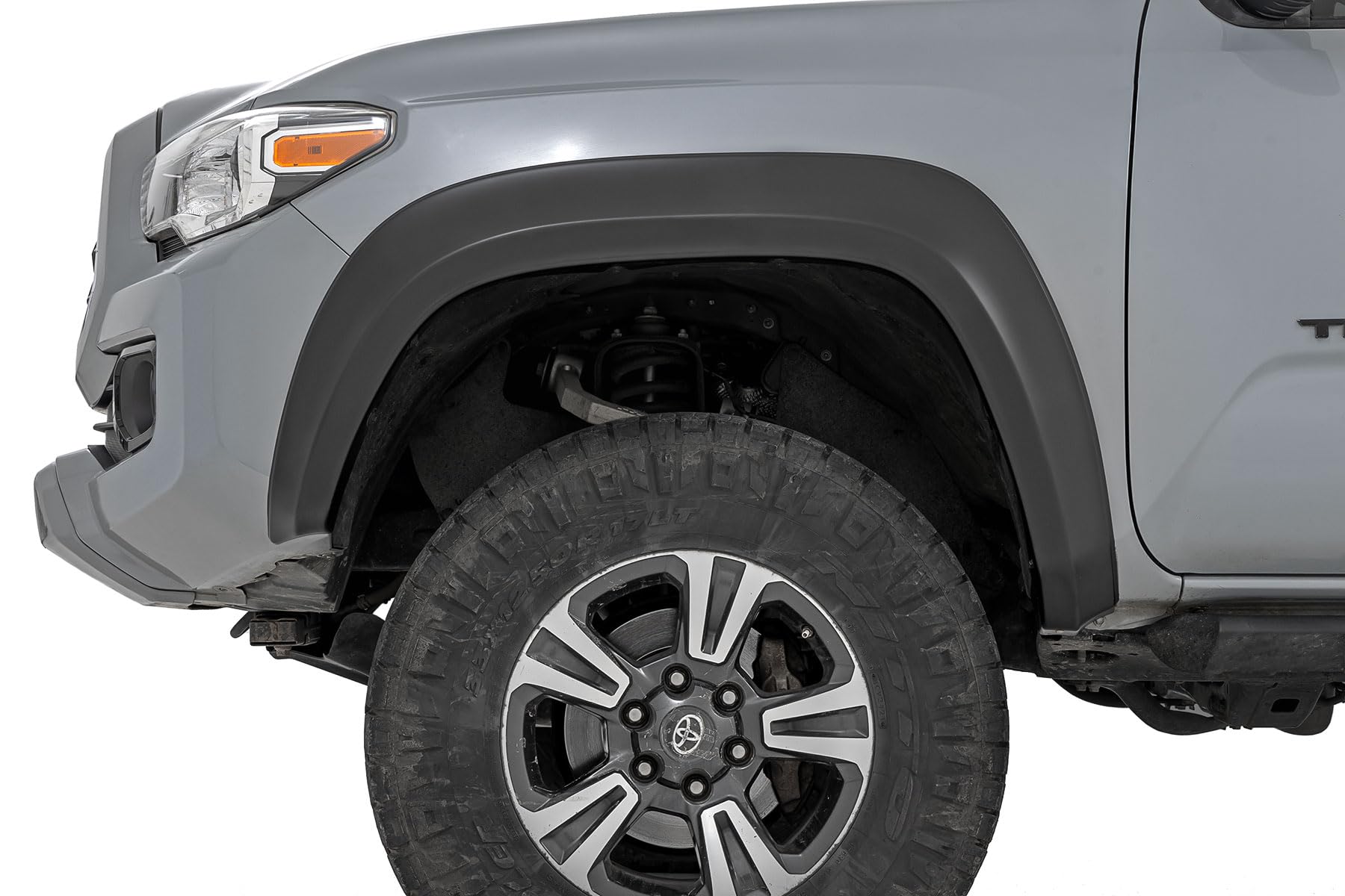Sport Style Rough Country Fender Flares for Toyota Tacoma (2016-2023) - Durable ABS Flares, 1" Coverage, No-Drill Install, UV-Protected Flat Black Finish