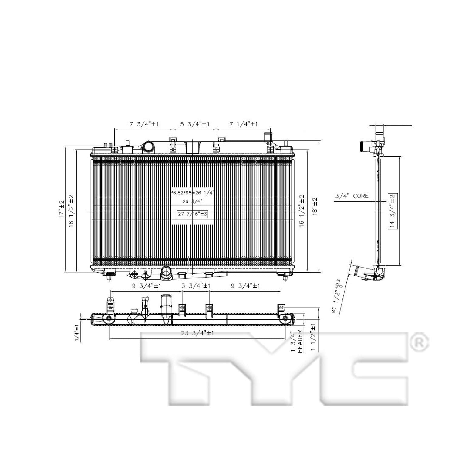 Radiator TYC Compatible with 2016-2020 Honda HR-V