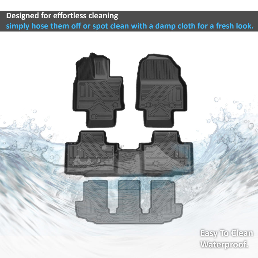 TOTALINER Black Horse Heavy Duty Floor Mat Anti-Skid Black 1.37'' Thickness Compatible with 2022-2023 Toyota Highlander 7-seats-FMTHI22