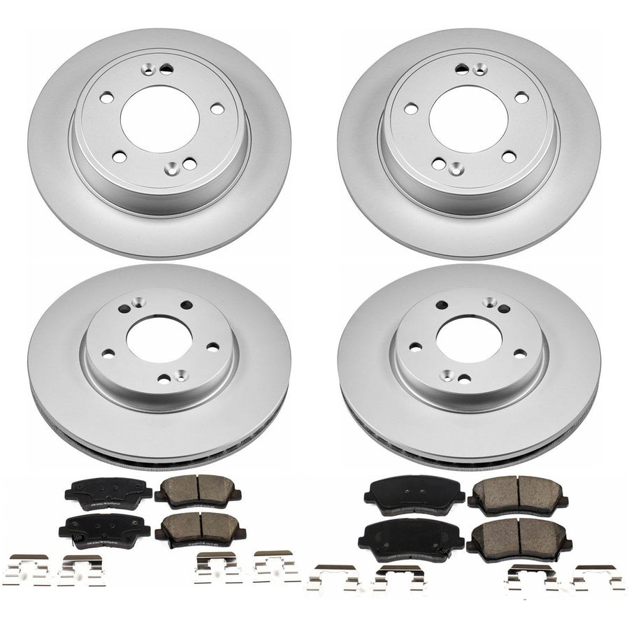 Power Stop CRK7582 Z17 Evolution Geomet Coated Brake Kit Front and Rear For Hyundai Veloster 2017, Kia Forte 2017-2018, Kia Forte5 2017-2018 [Model Specific]