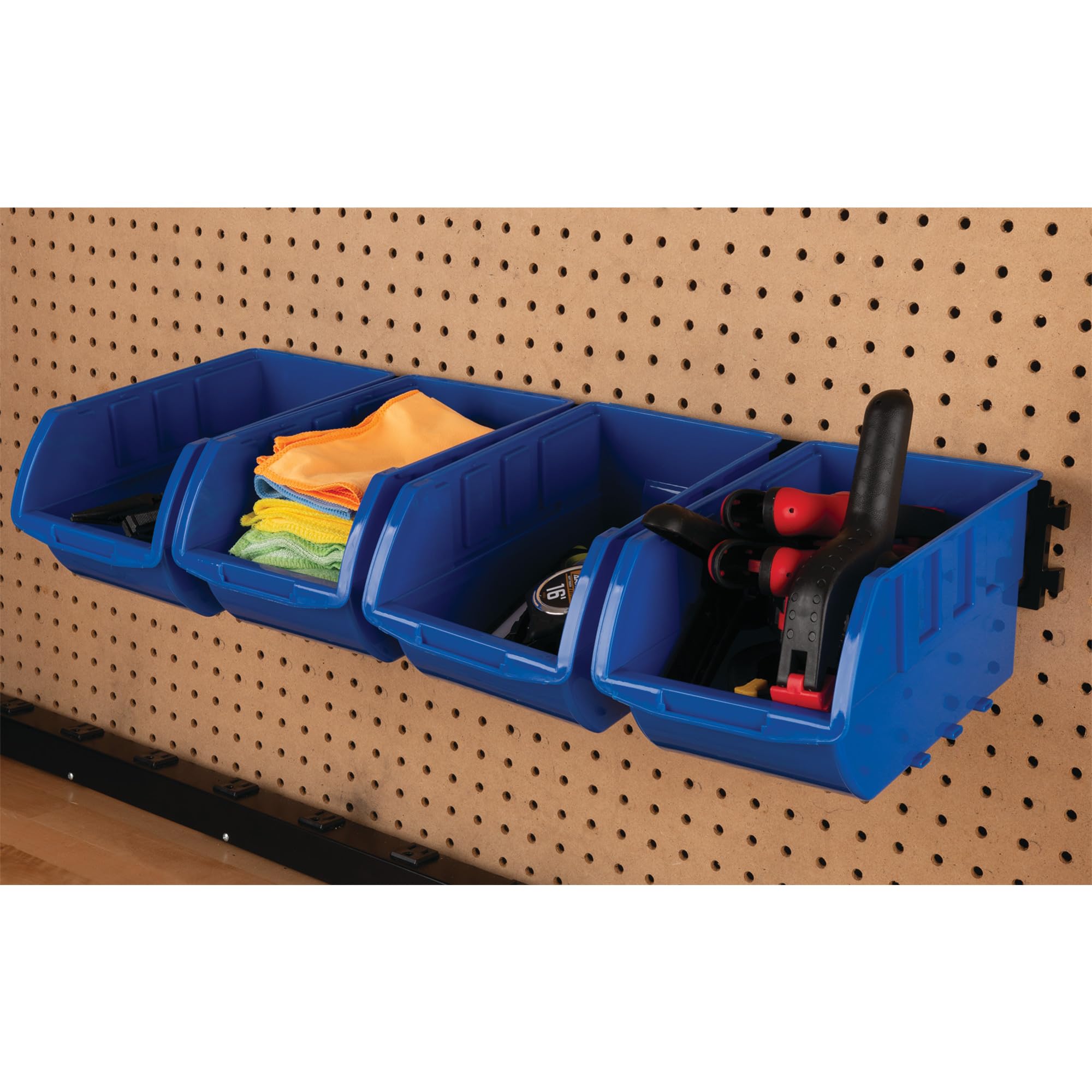 Large Performance Tool W5196 Stackable Storage Trays - Adjustable for Vertical or Horizontal Position, Blue, Pack of 4