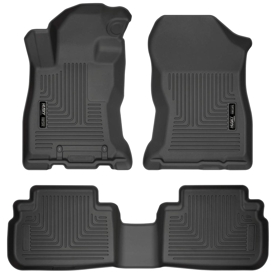 Weatherbeater Husky Liners Floor Mats | Fits 2019-2024 Subaru Forester | Front & 2nd Row, 3-pc Black - 95891