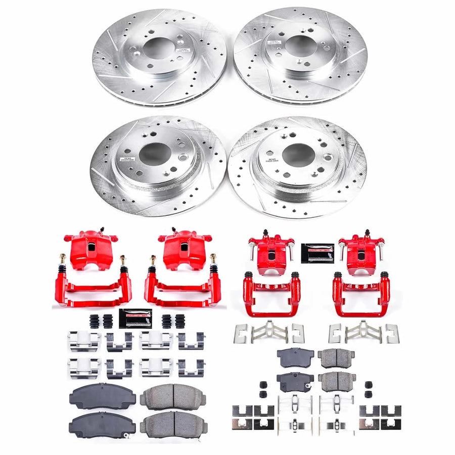Power Stop Z23 Evolution Front and Rear Brake Caliper Kit - Brake Pads Brake Rotors Brake Calipers For Acura RL 2002-2004 [Vehicle Specific]