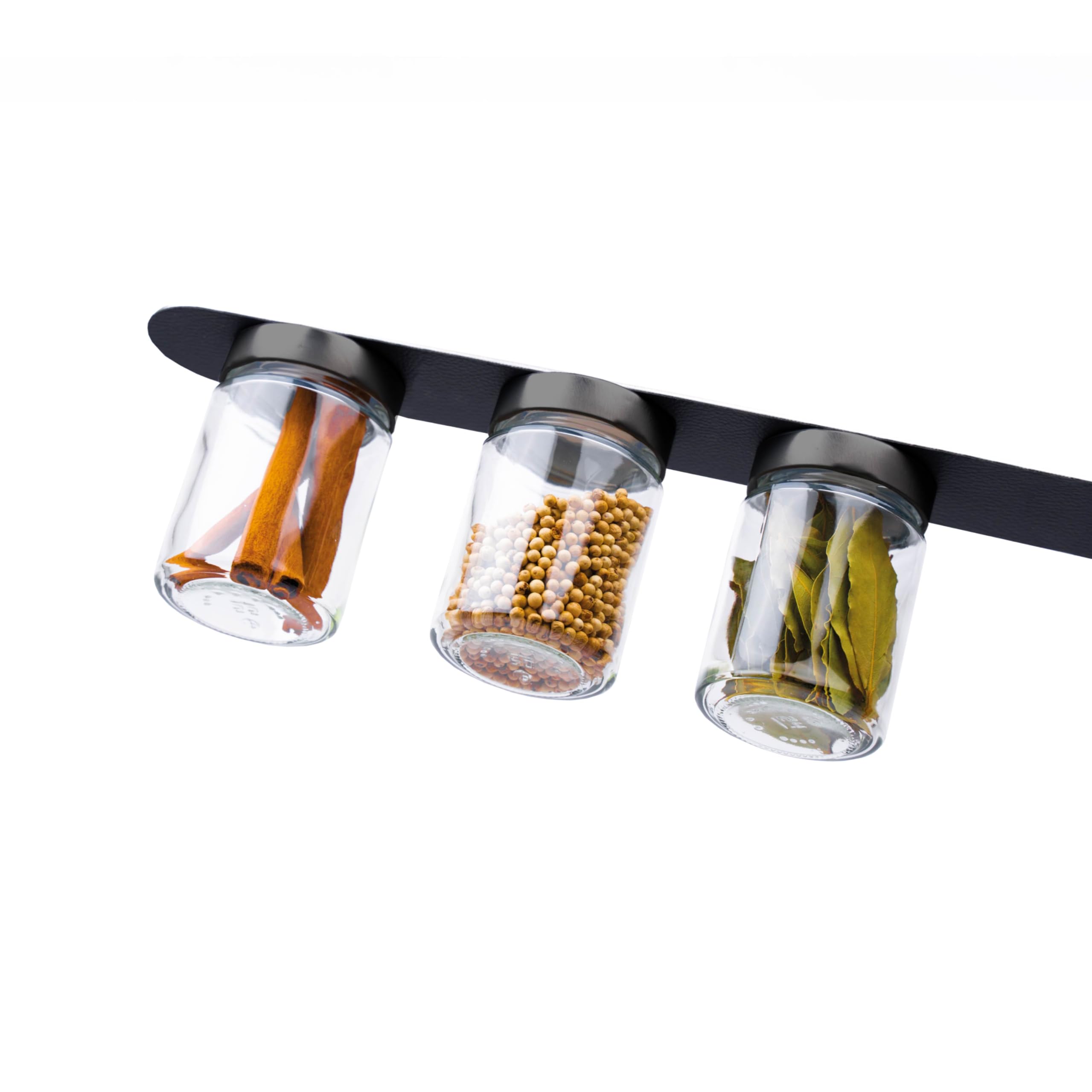 Classy silwy® Delicatessen Magnetic Glasses (Set of 3, 192 ml) with Integrated Magnets, Black Metal Strip & Space-Saving Overhead Storage