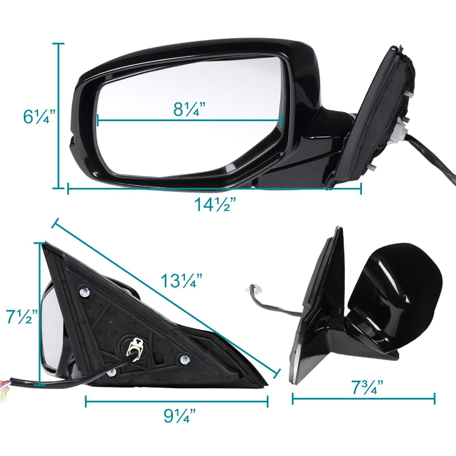 7-Pin Power Heated + LED Turn Signal Spec-D Tuning 1PC Left Driver Side Mirror Compatible with 2013-2017 Honda Accord