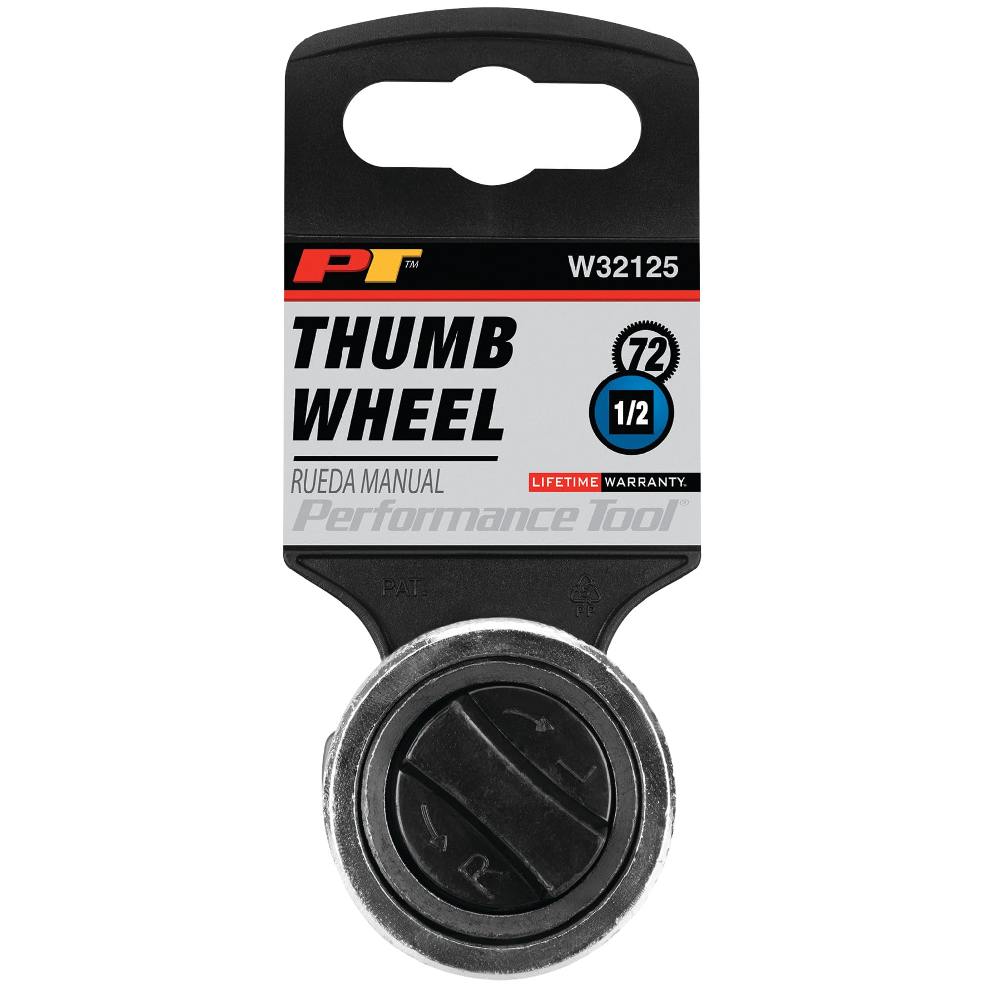 W32125 Performance Tool 3/8-Inch Drive Stubby Ratchet with 72 Tooth Gear and Knurled Grip - Compact Design for Tight Spaces, Nickel Chrome Plated Finish