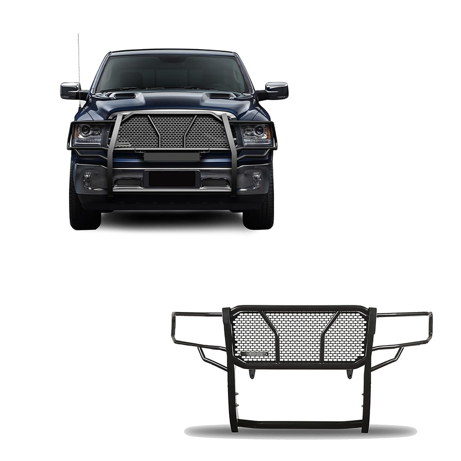 RUGGED Black Horse Heavy Duty Grille Brush Bumper Guard Modular Black Compatible with 2019-2024 Ram 1500 Classic|2011-2018 Ram 1500|2009-2010 Dodge Ram 1500-RU-DORA09-B