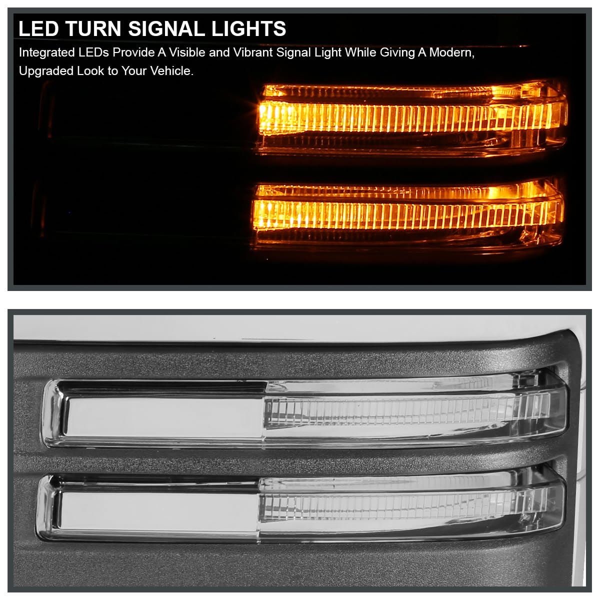 Spec-D Tuning Power Heated Chrome Trim Tow Mirrors w/LED Signal, Blind Spot Sensor, Temperature Sensor Compatible with 2019-2025 GMC Sierra 1500, Left + Right Pair