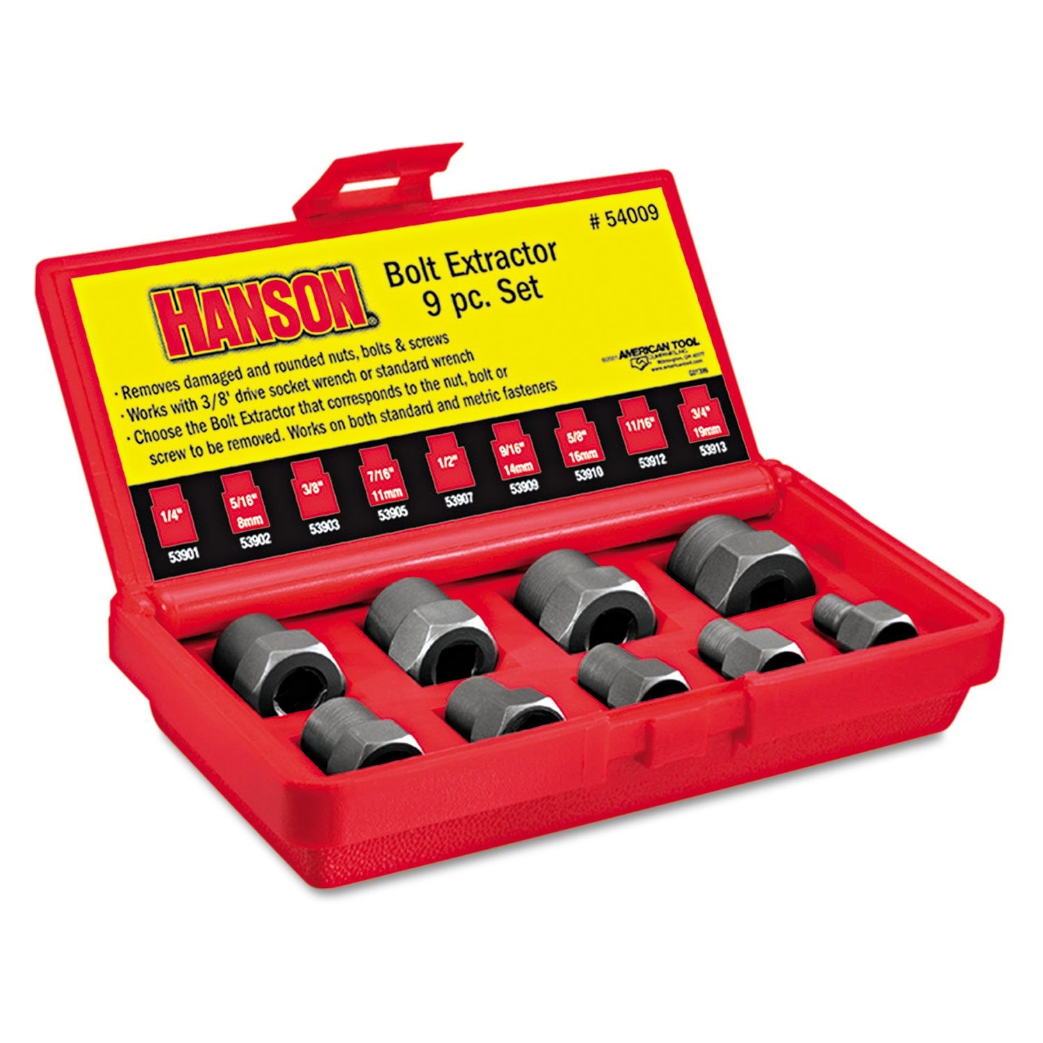 Bolt Extractor Set IRWIN, Fractional, 9-Piece (54009)