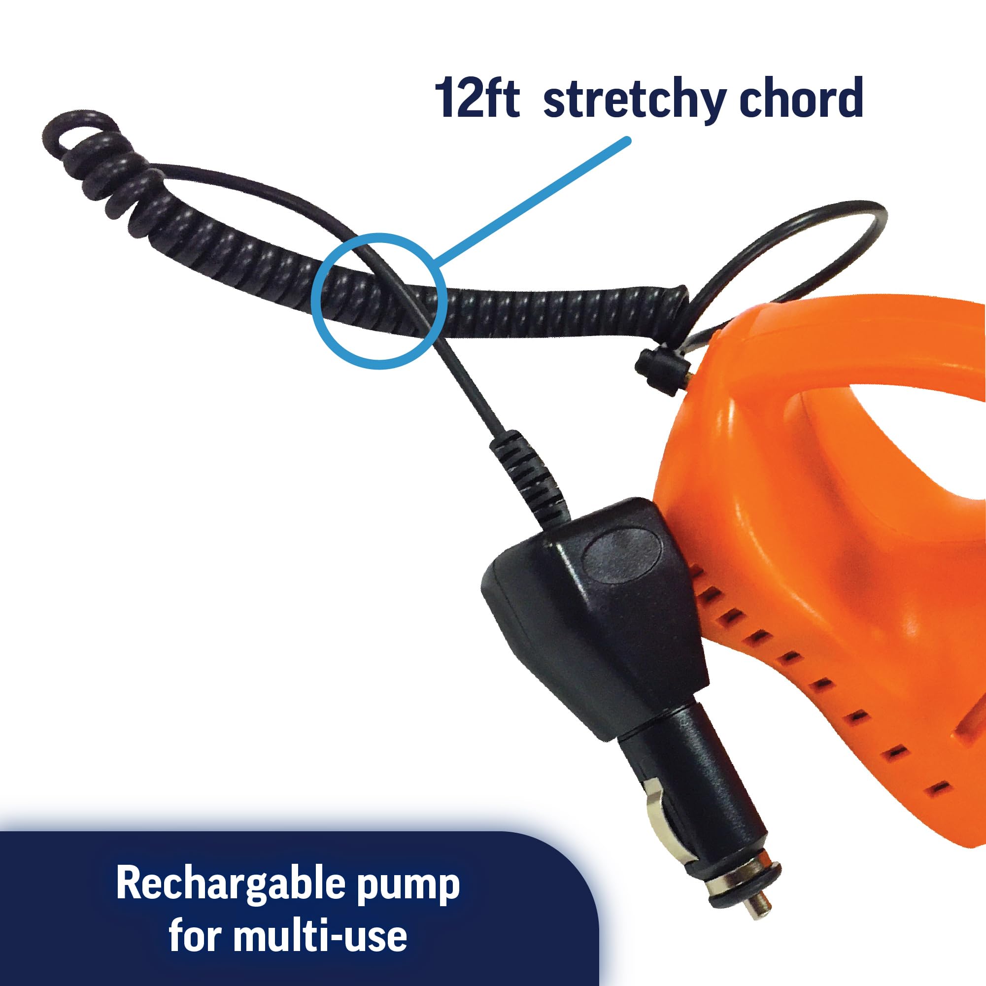 WOW Sports Air Pump Electric for inflatables, Easy Inflate Deflate, 12V DC Car Connector