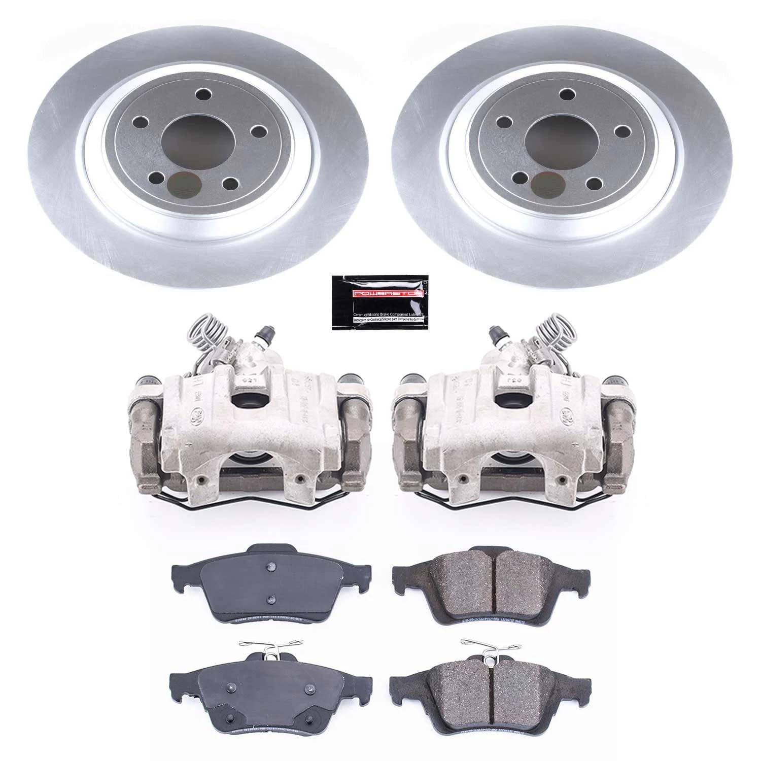 Power Stop KCOE7320 Autospeciality Rear Brake Caliper Kit- Brake Rotors, Ceramic Brake Pads, Brake Calipers