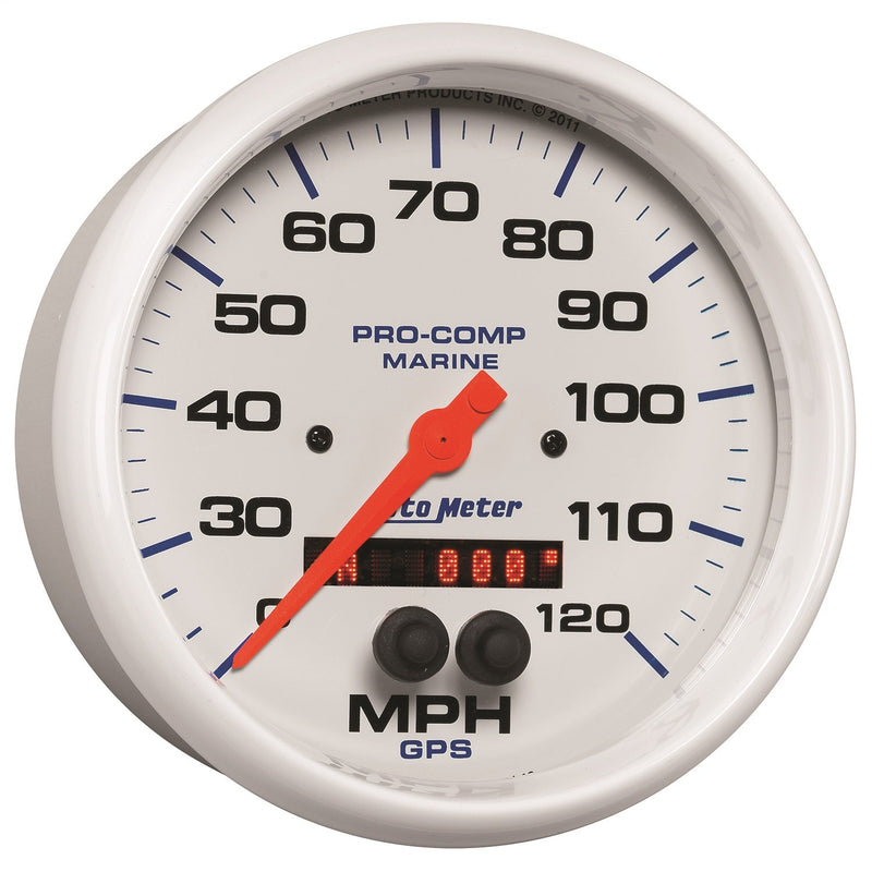 Speedometer AutoMeter Gauge, 5", 120Mph, GPS, Marine White (200646)
