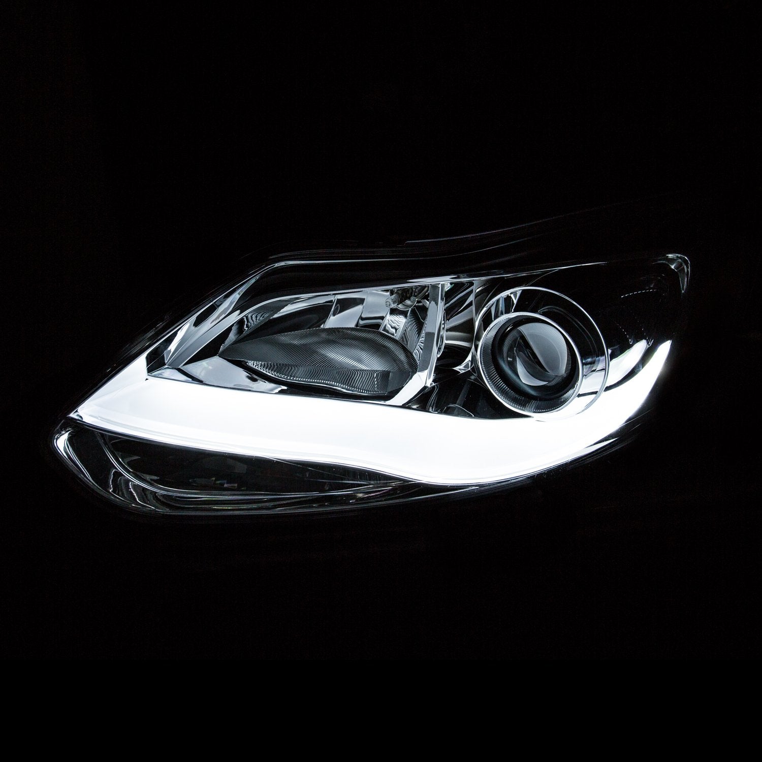Chrome/Clear/Amber AnzoUSA 121491 Plank Style Projector Headlight for Ford Focus