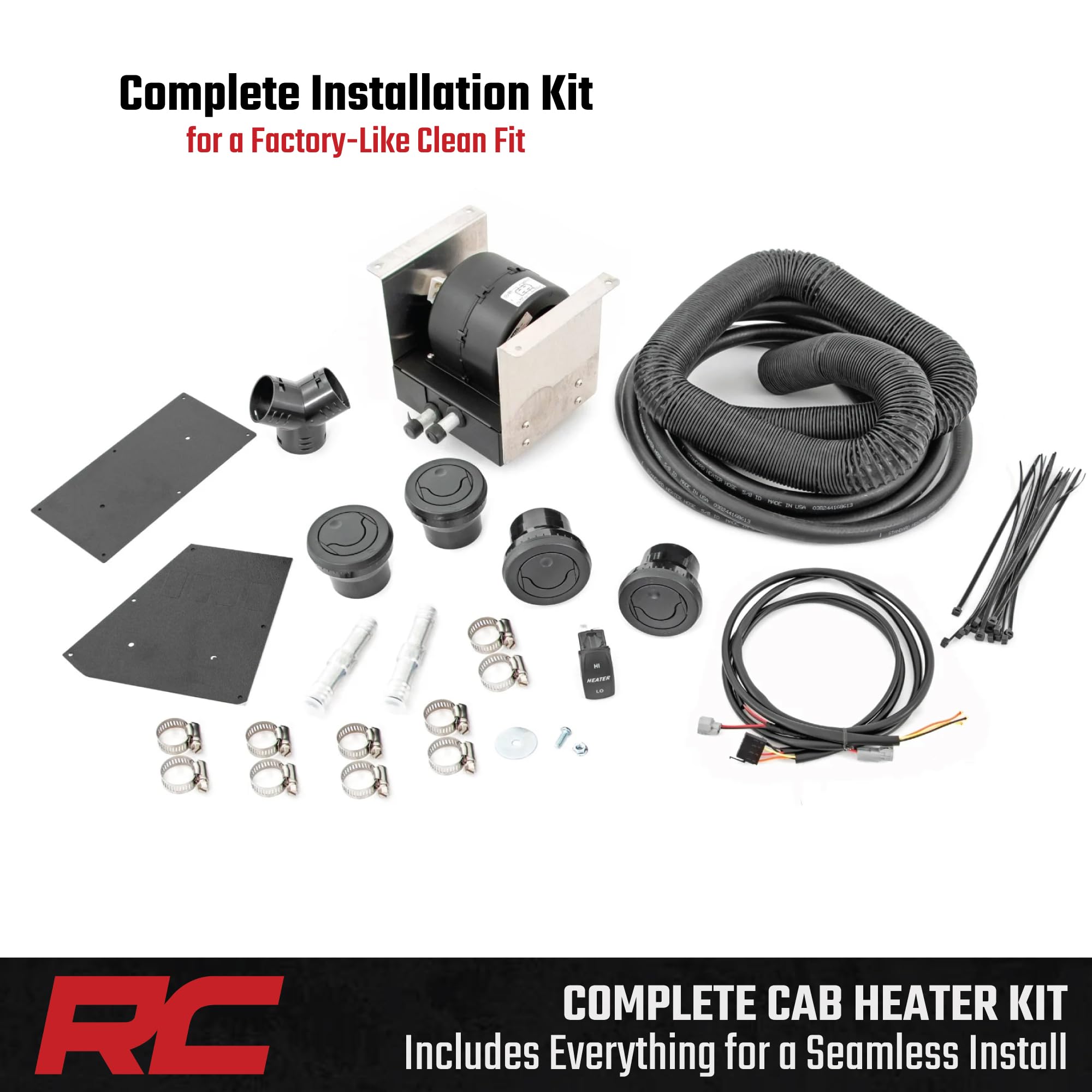 Cab Heater Rough Country for Honda Pioneer 1000-16,000 BTU UTV Heater Kit with Fast Cabin Warm-Up & Defrost, Complete Install Kit, Factory-Like Fit