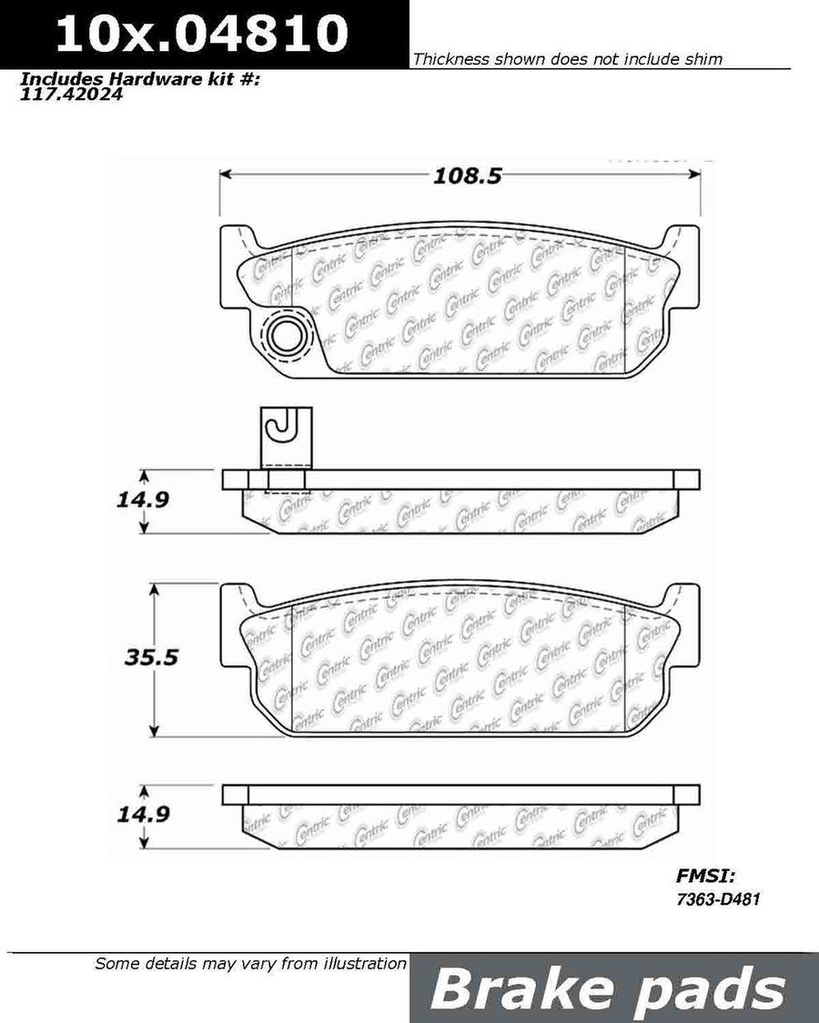 105.04810 Centric Disc Brake Pad