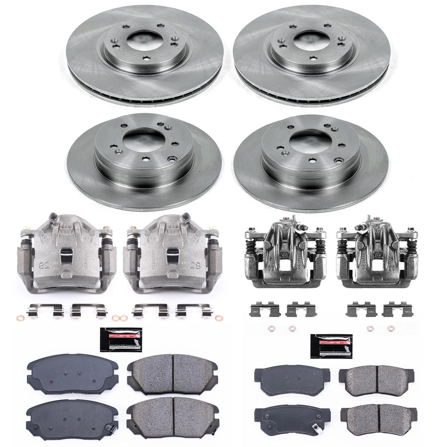 Power Stop Autospecialty KCOE4443A Front & Rear Caliper Brake Kit- Brake Rotors, Ceramic Brake Pads and Brake Calipers For Hyundai Sonata 2006-2008 [Model Specific]