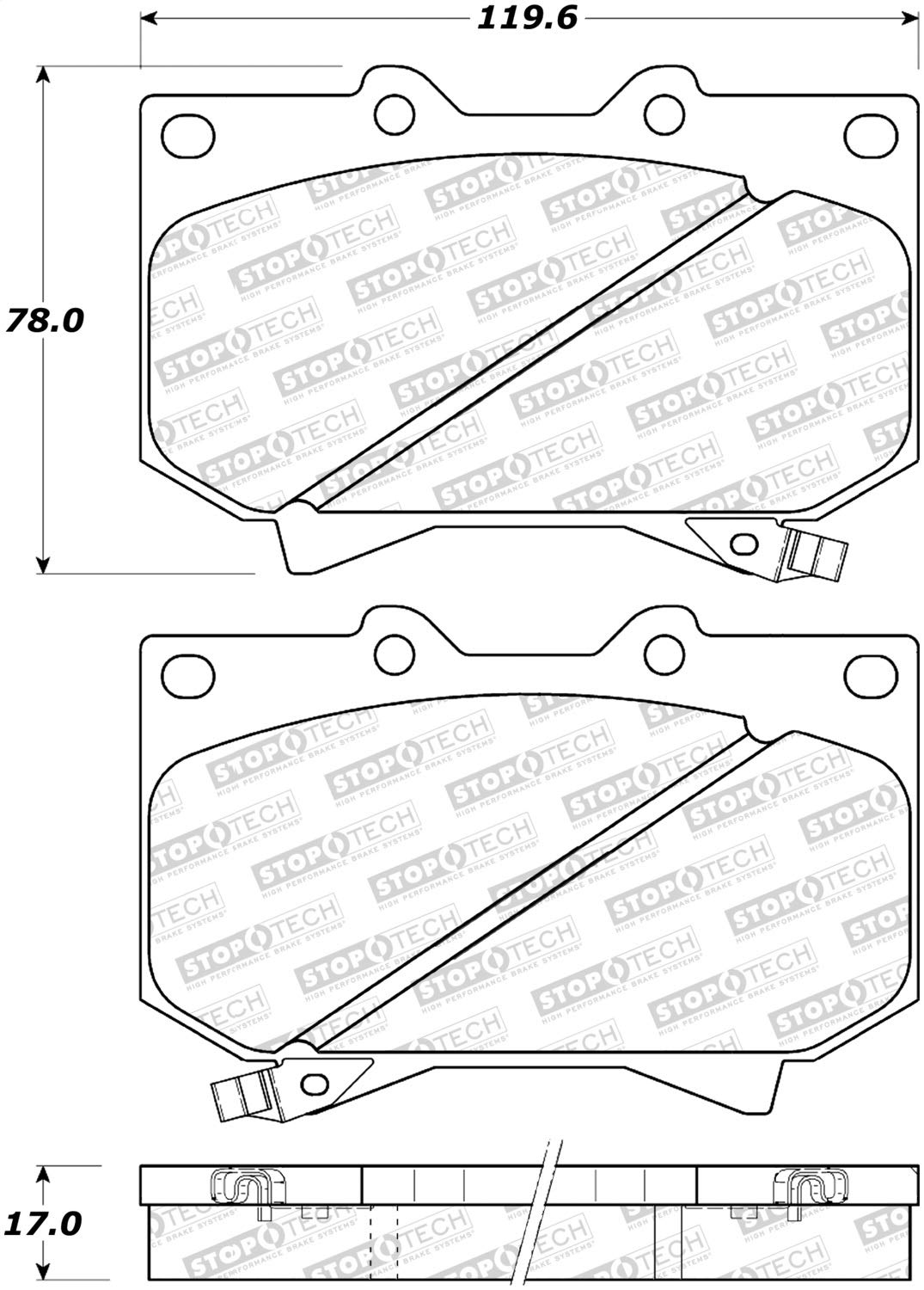 Front StopTech 308.08120 Brake Pads with Shims and Hardware Street