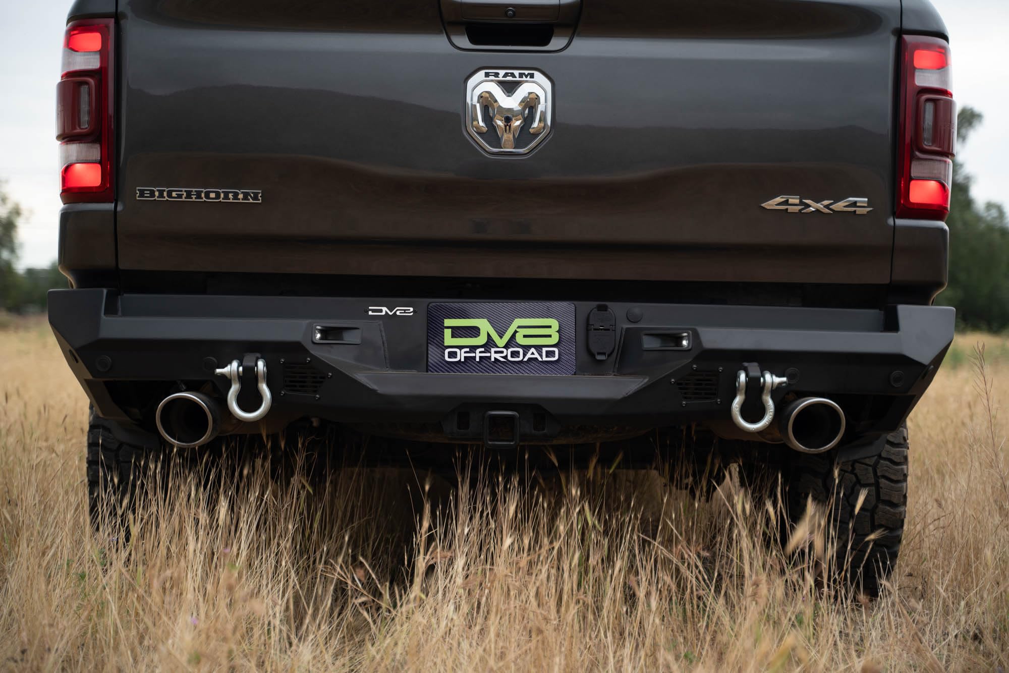 DV8 Offroad Rear Bumper Spec Series Compatible with 2019-2024 Ram 1500 Single and Dual Exhaust Models | Mount two 3" Pod Lights | Recovery Points | Fully Bolt-On | Powder Coated Finish