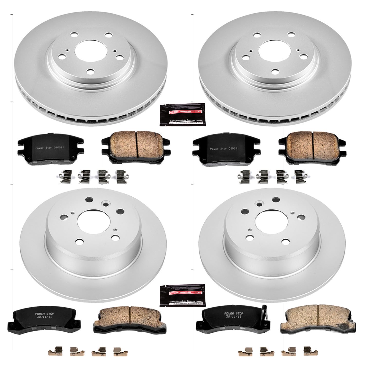 Power Stop CRK2775 Brake Rotor & Coated Ceramic Brake Pads- front & rear For Lexus RX300 2002-2003 [Model Specific]